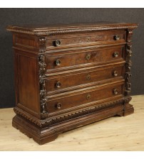  Antique Italian chest of drawers in pear wood from 18th century