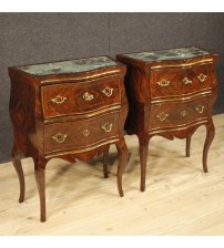 Pair of Sicilian bedside tables inlaid in violet wood