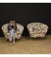 Italian design armchairs with floral fabric