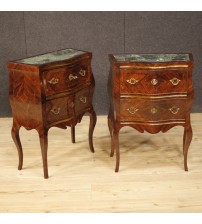 Pair of Sicilian bedside tables inlaid in violet wood