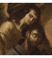 Antique Spanish religious painting St. Francis with angel from 17th century